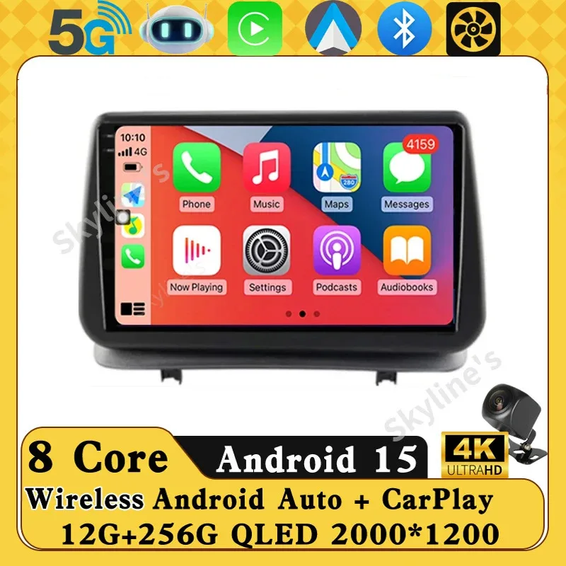

Android 15 Carplay Car Radio For Renault Clio 3 CLIO 3 2005 2006 2007 - 2014 Navigation GPS Multimedia Player WiFi+4G stereo BT