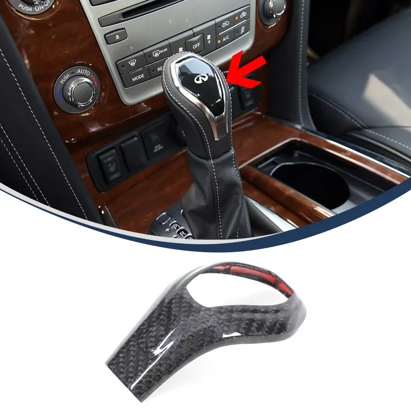 

Real Carbon Fiber Car Gear Shifter Knob Head Trim Decorate Trim Interior Car Accessories For Infiniti QX80 2017-2025
