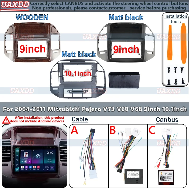 

Adaptateur cadre voiture boite Canbus для 2004-2011 Mitsubishi Pajero V73 V60 V68 комплект Panneau Montage Tableau bord радио Android
