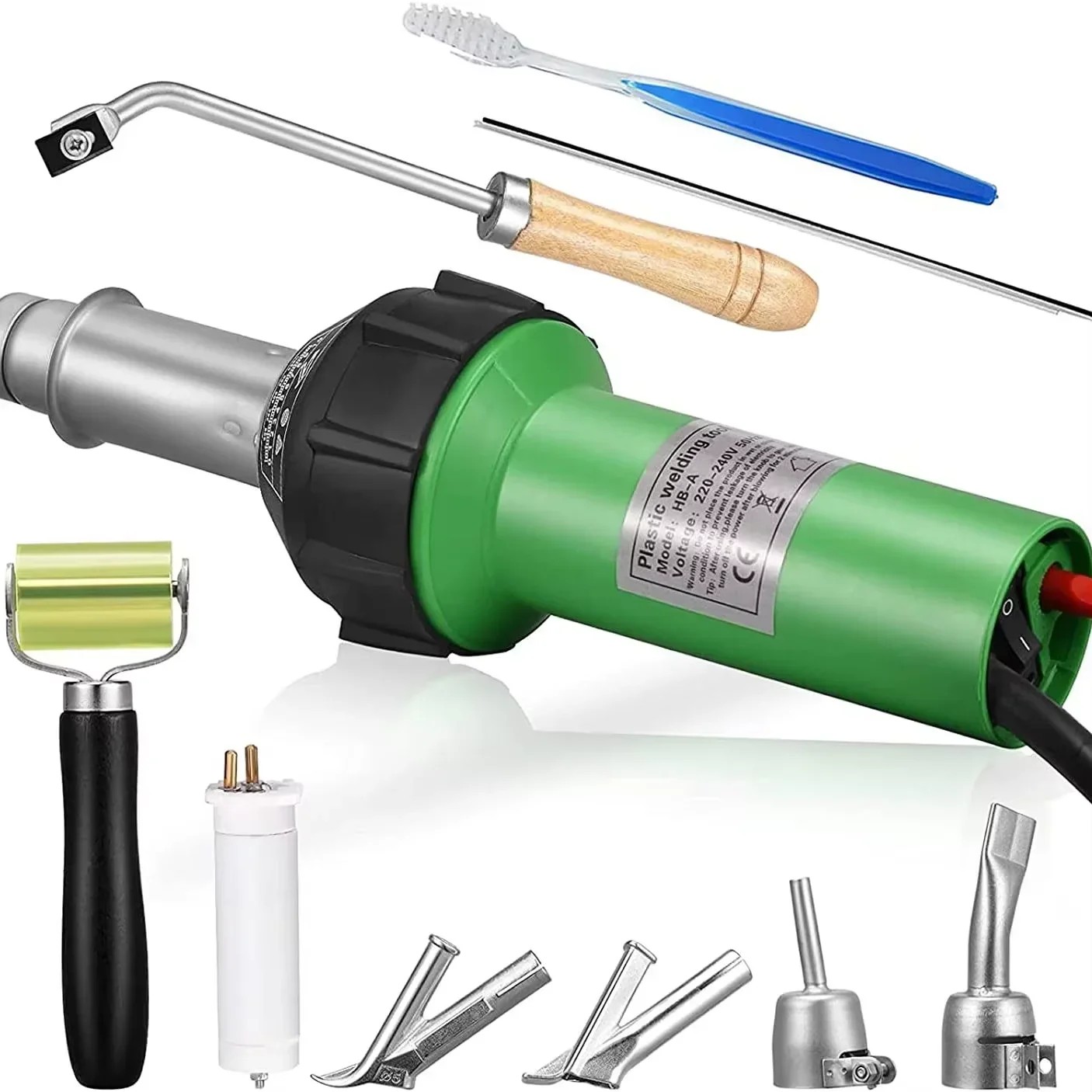 1600W Hot Air Heat Gun Plastic Welder 40°C-600°C Adjustable Temperature for Bumper PP PVC Shrink Wrapping