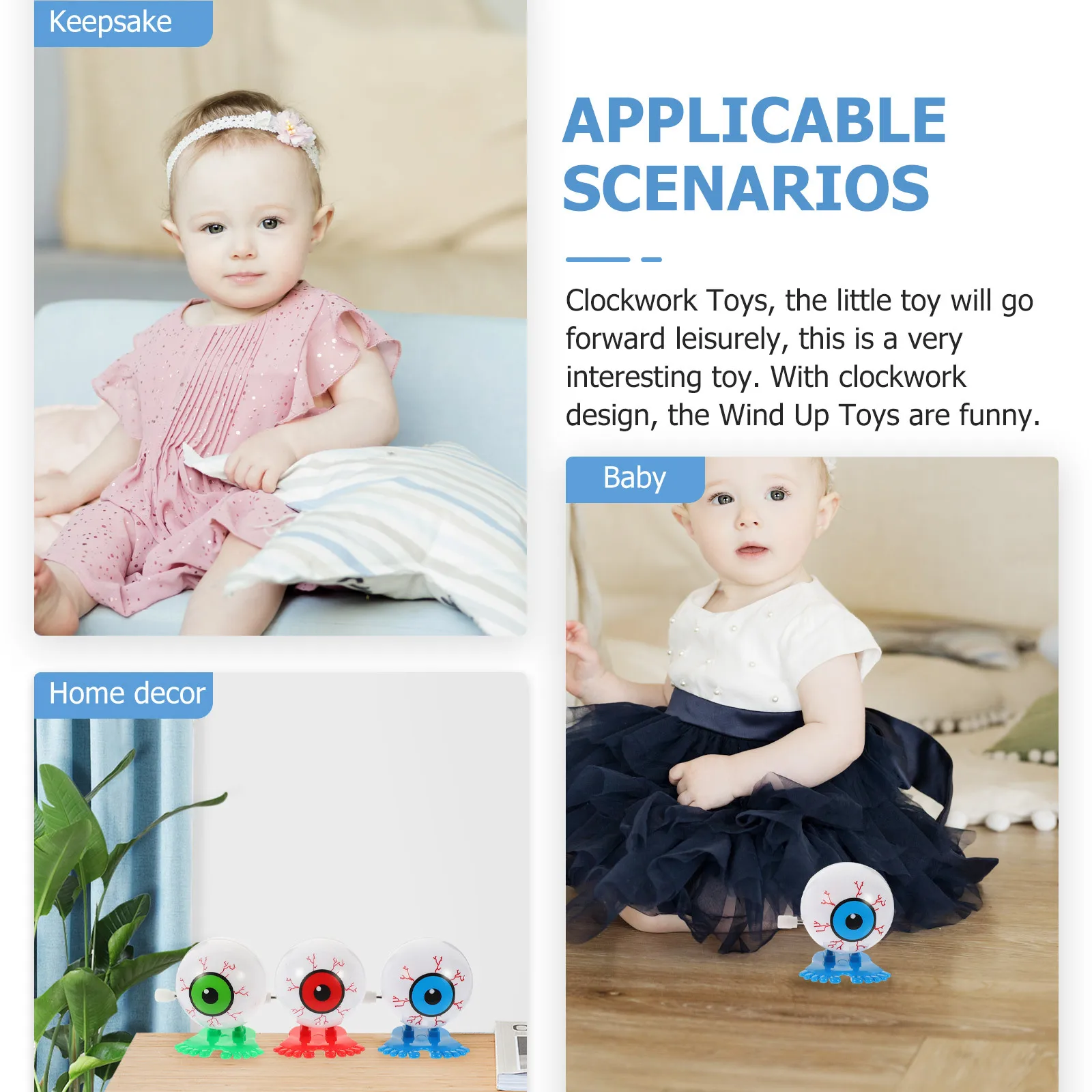 

3Pcs Eyeballs Walking Wind Up Clockwork Kids Plaything Cartoon Early Learning Children Clockwork Supplies Girl Toddler Toys