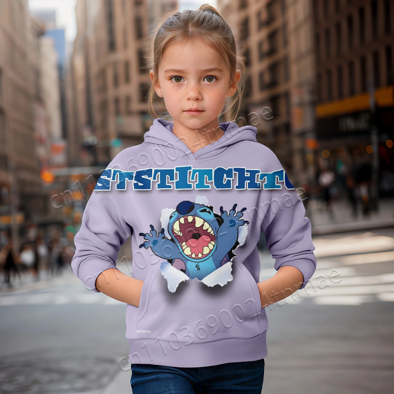 

Толстовка с капюшоном на тему стежка 2025 года — лицензированная двухместная группа Miniso, 100 см-160 см, S-5XL, одежда для маленьких девочек, одежда для маленьких девочек