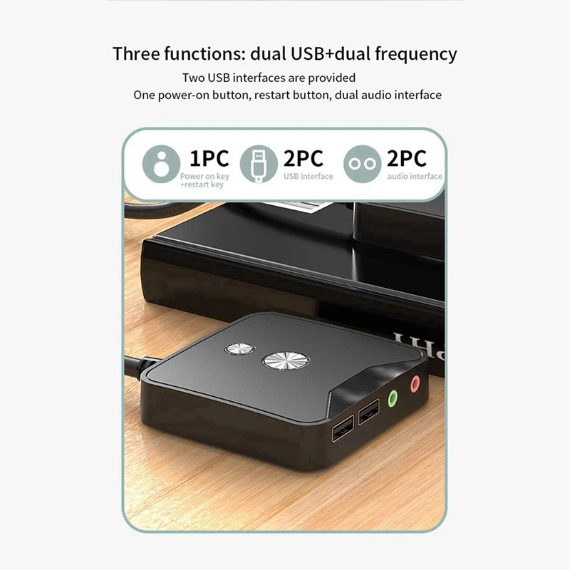 2X Computer Desktop Power Switch External PC Host Power Supply On/Off Push Button Switch, Dual USB And Audio Ports