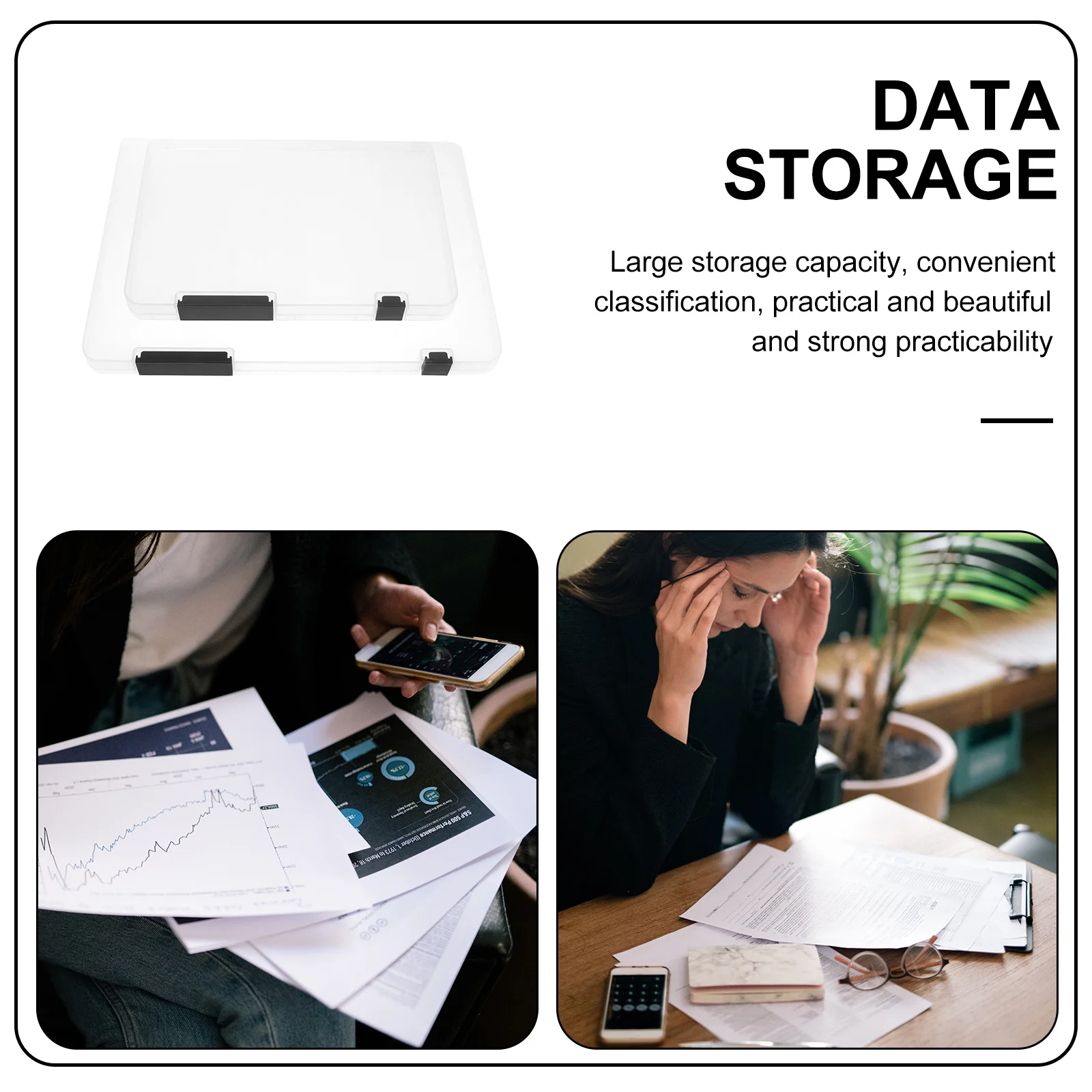 2Pcs Document File Storage Boxes Lightweight PP Material Office Desktop Organizer File Holder Certificate Filing