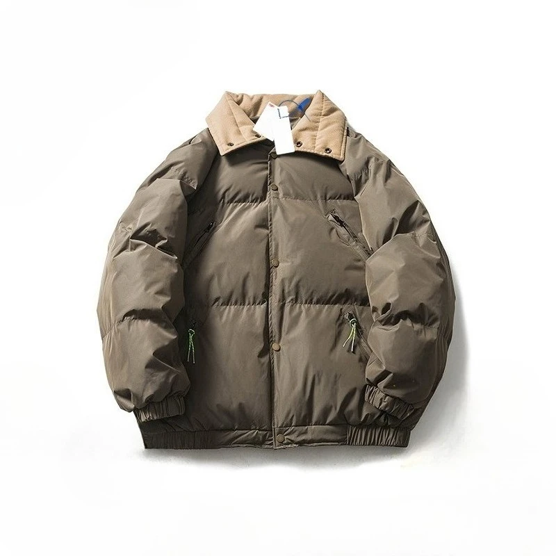 

​ Мужская и женская зимняя куртка-пуховик в японском городском стиле для мальчиков, утолщенное пальто на флисовой подкладке с несколькими карманами ​