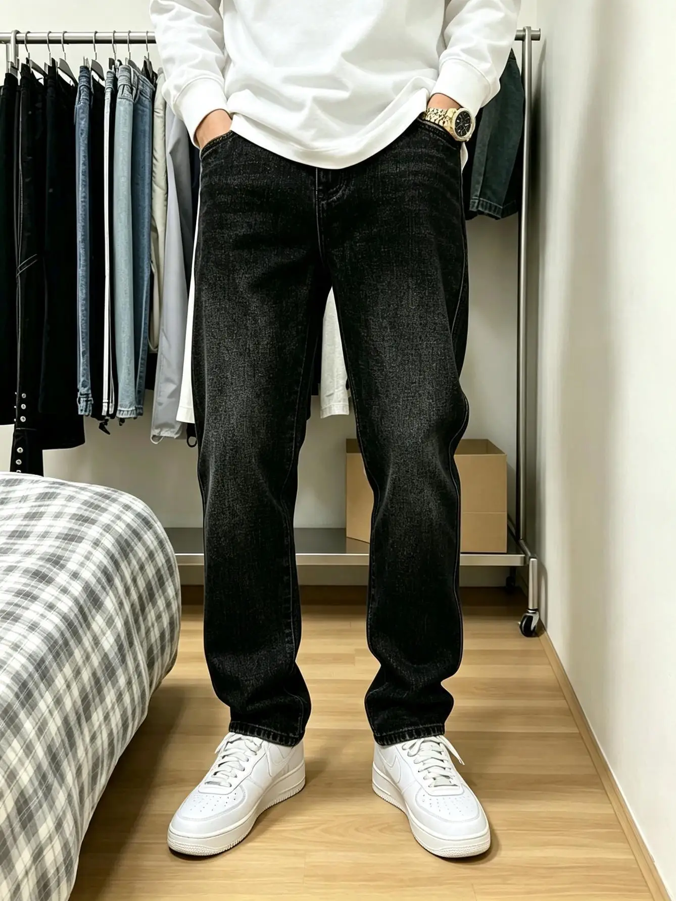 Men's Y2K Skinny Jeans, Trendy American Street Style Denim Pants, Gift for Husband or Lover