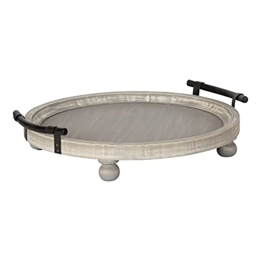 

Bruillet Farmhouse Round Tray 15 inch Diameter Rustic Wooden Tray for Coffee Table