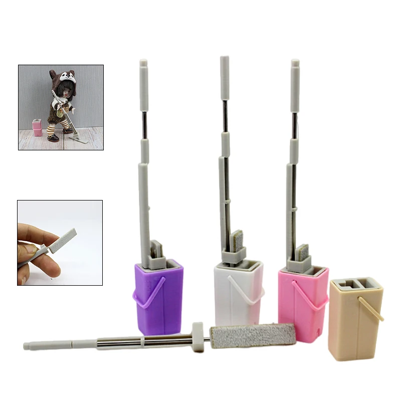 1 Buah 1:12 Rumah Boneka Miniatur Alat Pel Mini Alat Pembersih Dekorasi Furnitur Mainan Anak-anak Bermain Peran Aksesori Rumah Boneka