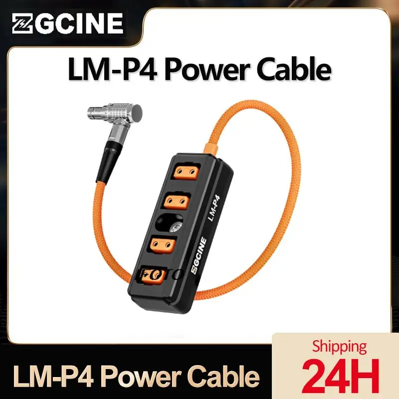 ZGCINE LM-P4 Power Cable Lemo 2Pin Male to 4 Dtap Port Splitter Adapter for Select RED ARRI and SONY Camera