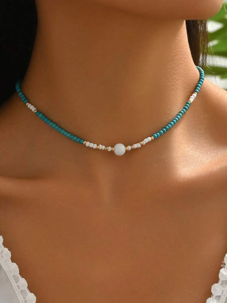 

Minimalist Beaded Choker Necklace For Women Daily And Party Wear