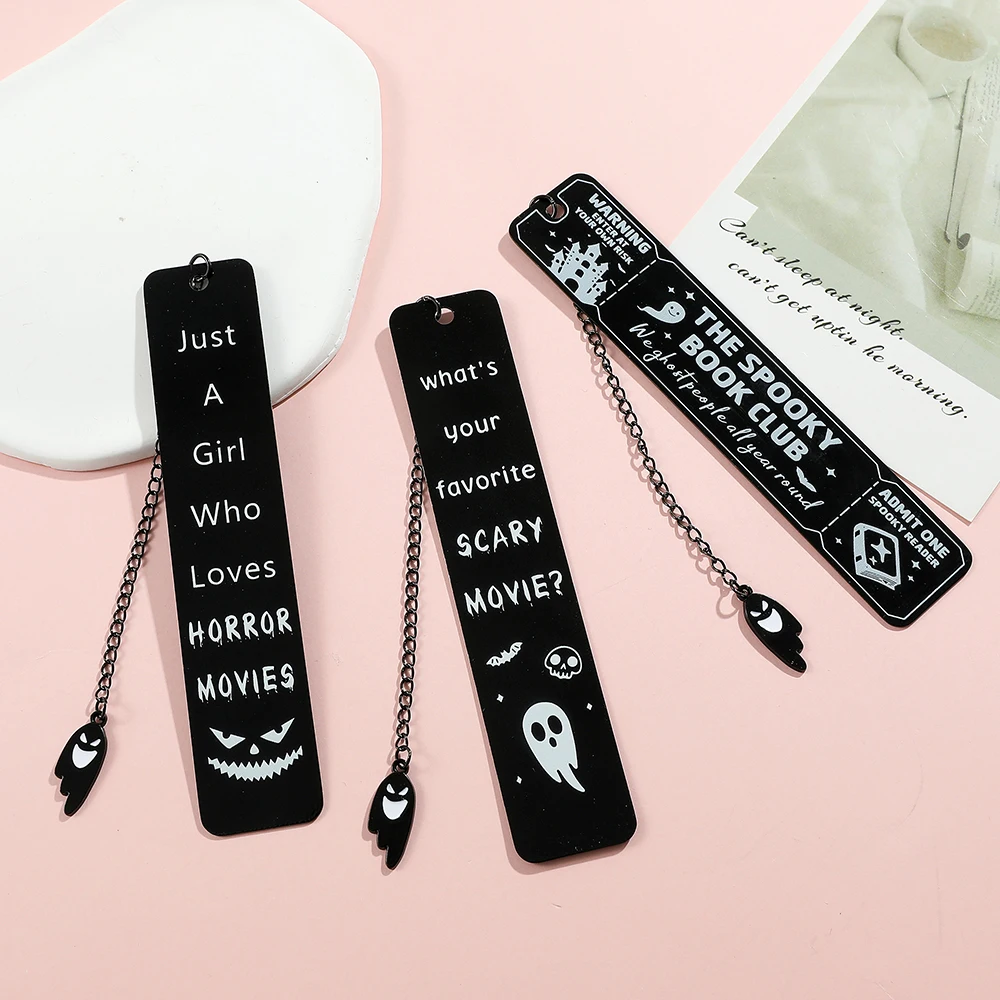 Creative Halloween themed bookmark - Black stainless steel bookmark, a reading gift for readers, a gift for horror enthusiasts