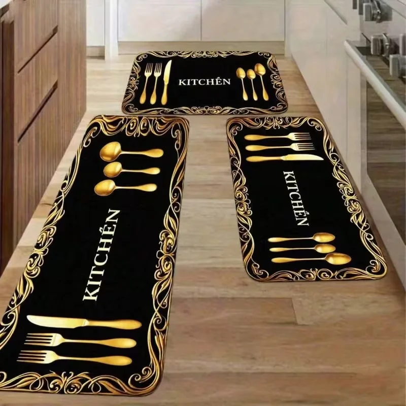 Elegant Kitchen Quote Graphic Rug Non Slip For Dining Room Laundry Room Porch Corridor Household Decor Floor Mat Anti-Fatigue