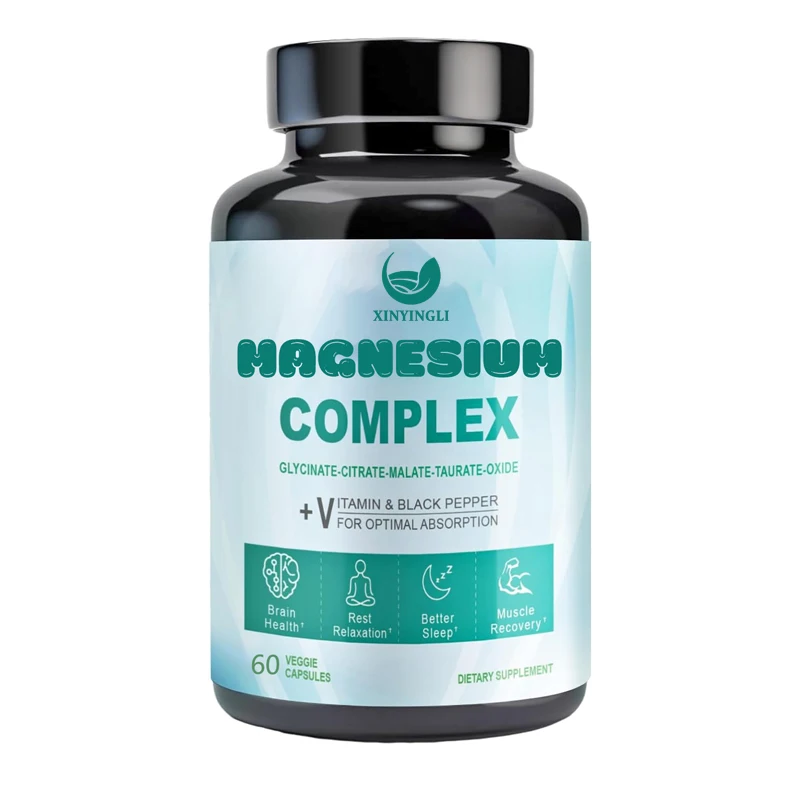 Compound magnesium 400mg, five in one magnesium supplement, high absorption chelated magnesium glycinate, malate, vegetarian