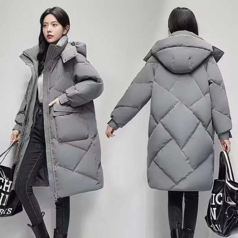 

Winter Women Parka Hooded Jackets Thicken Warm Cotton-padded Puffer Coats 2025 New Casual Long Parkas Clothes Loose Outerwear