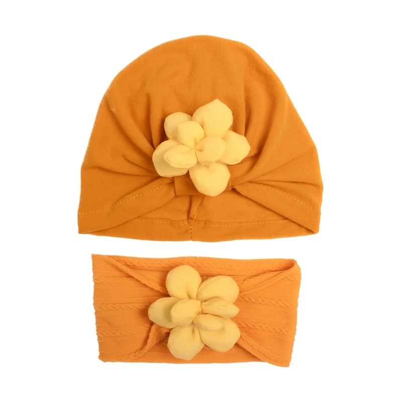 Stirnband mit Beanie-Mütze für kleine Mädchen, Blumen-Haarbänder, dreidimensionale dekorative Kopfbedeckung,