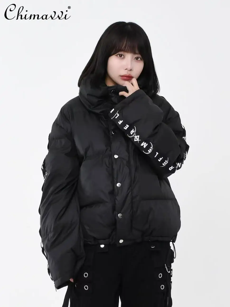 Japanese Mines Mass-produced Subculture Dark Girl Turtleneck Cotton Clothes Winter New Punk Long-sleeved Loose Warm Jackets Coat