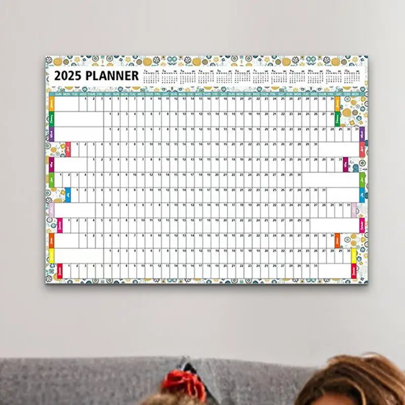 مخطط سنوي 2025 تقويم حائط كبير عملي 2025 مخطط سنوي قابل للطي تقويم العمل 12 شهرًا تقويم الحائط للمنزل
