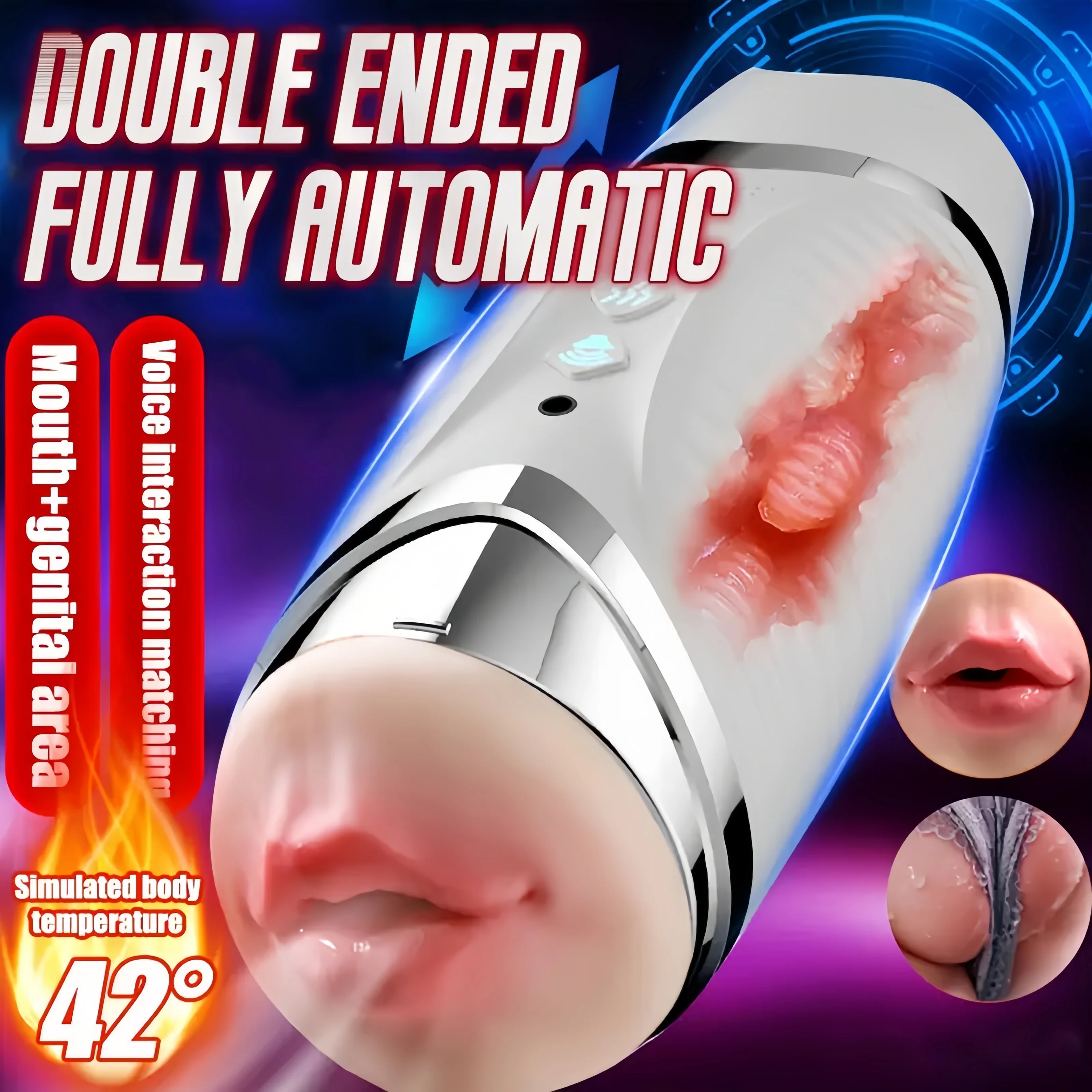 جهاز الراحة الجنسية للقضيب للرجال، 10 أوضاع اهتزاز، نطق ذكي للغاية، تسخين ذكي
