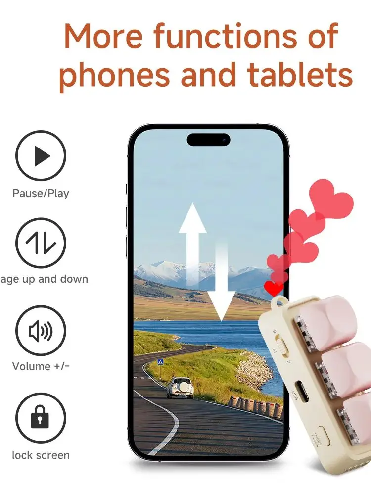 Pilot Bluetooth do przewracania stron, krótkich filmów, prezentacji PPT, przełączania muzyki, robienia zdjęć, zdalnego sterowania klawiaturą do Kindle E-book — 2