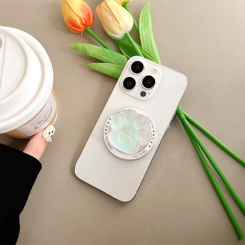 New Korean Laser Matte Cat's Paw Magnetic Phone Holder Grip Tok Universal Smart Tok for IPhone Samsung Stand Socket for Magsafe