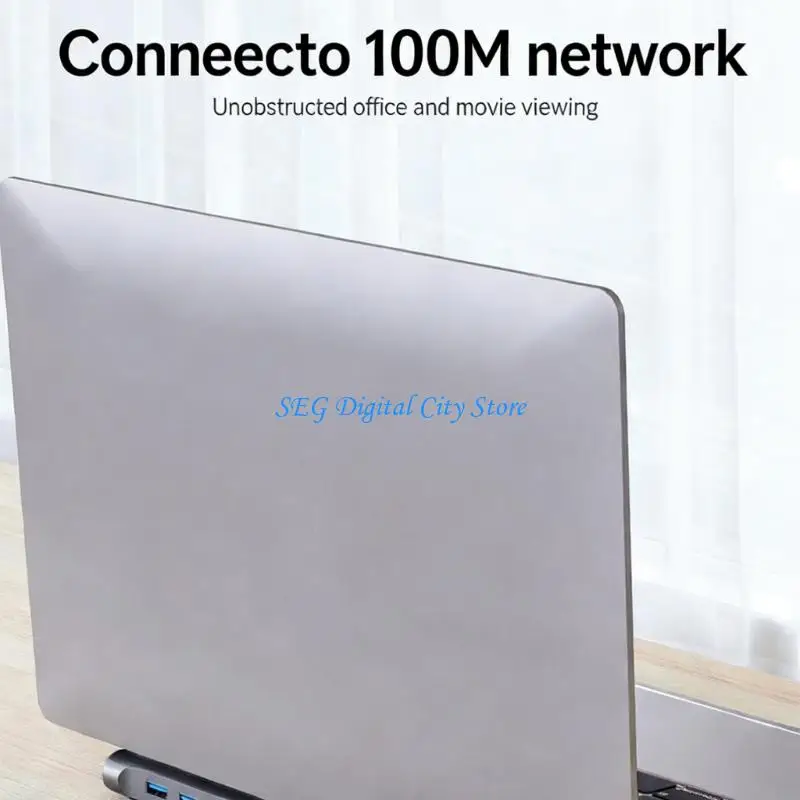 

U75B Type C Dock Station Monitor Video Converter RJ45 Ethernet HDTV Splitter