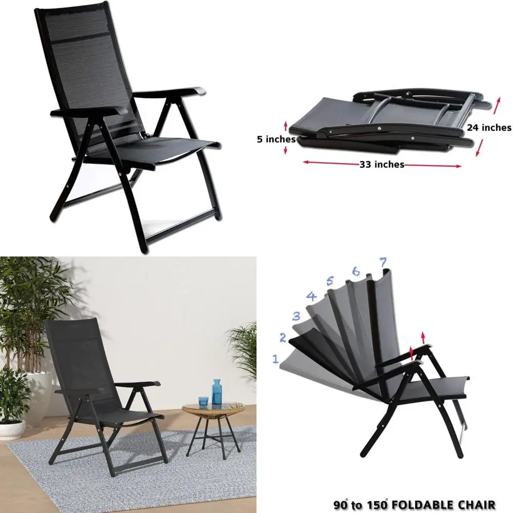 

Durable 7-Angle Adjustable Folding Chair for Indoor and Outdoor Use - Supports Up to 400 lbs
