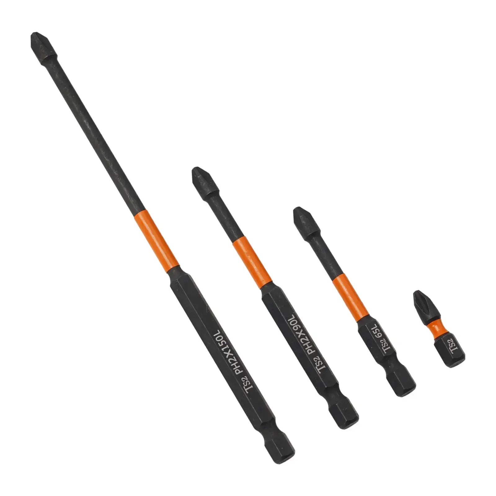 Set di punte per cacciavite a croce in acciaio legato magnetico, 4 punte per cacciavite a percussione PH2, lunghezza lunga 150 mm per una facile