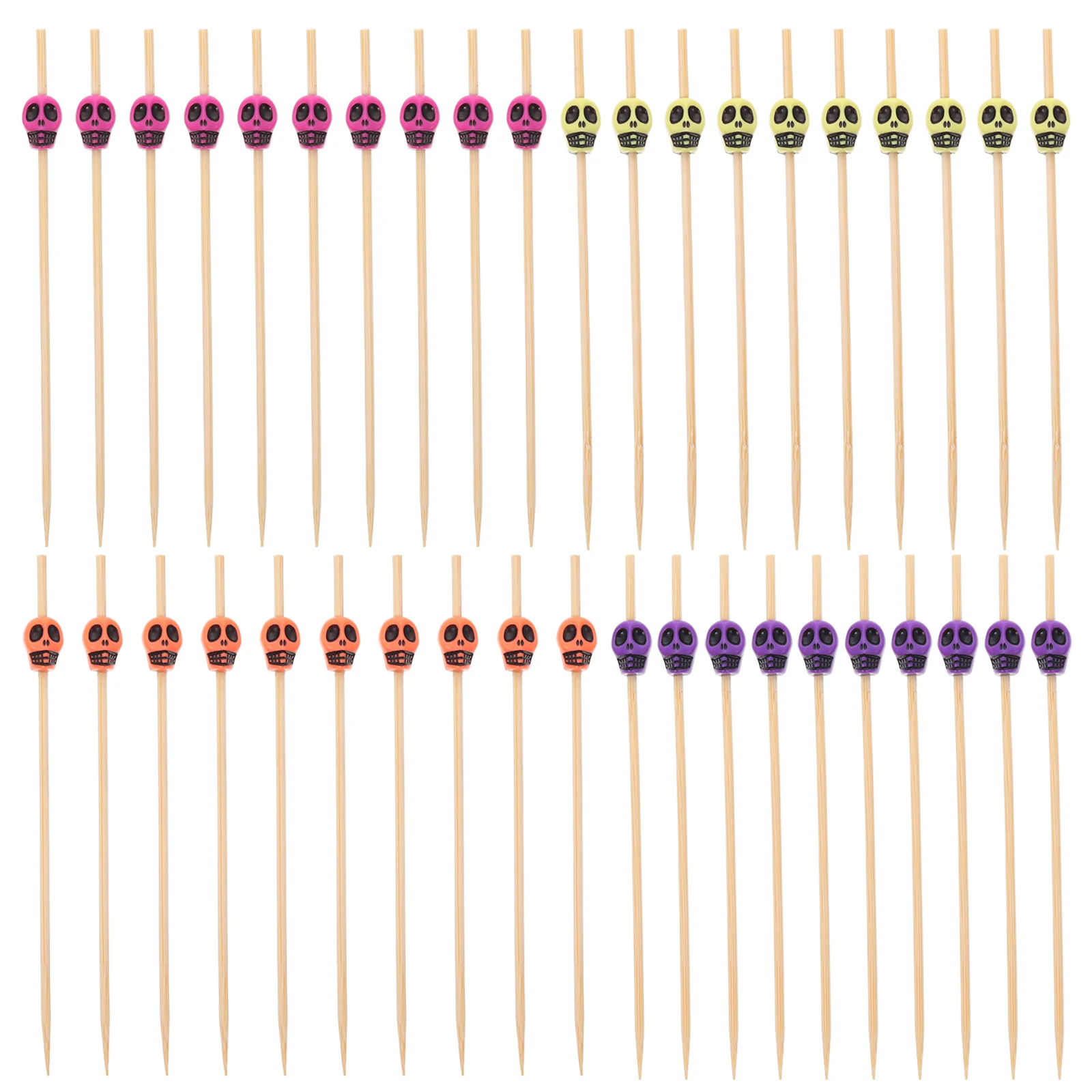 

200 Pcs Skull Head Shape Cocktail Picks Fruit Forks Bamboo Sticks Party Use Products Halloween Present Food Stick