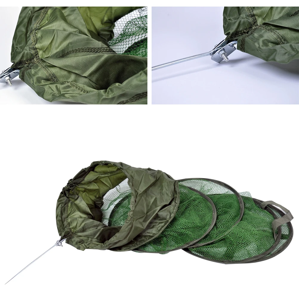 

Foldable Fishing Cage Mesh Trap Net Portable Collapsible Lobster Crab Shrimp Bait Fish Durable Material
