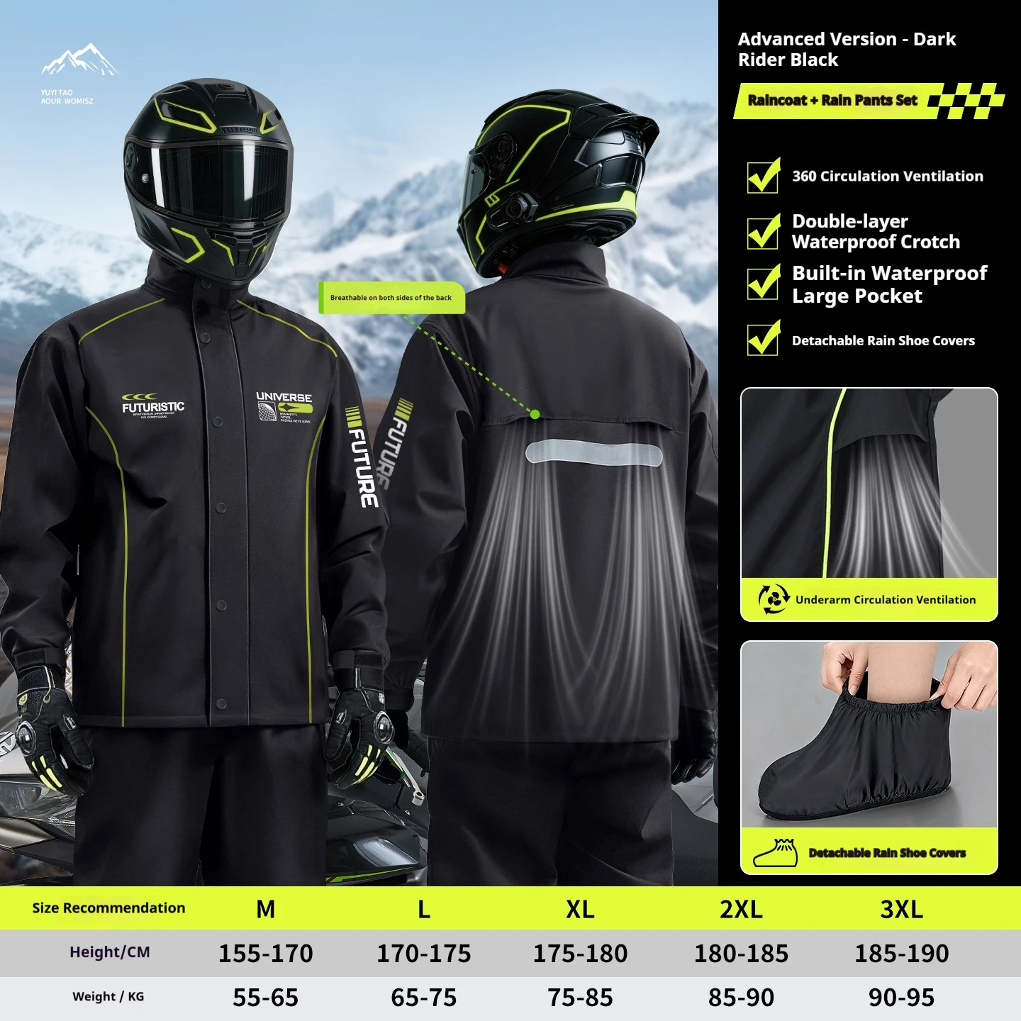Adult Male Motorcycle Raincoat - Motorcycle Rain Suit 评论和价格