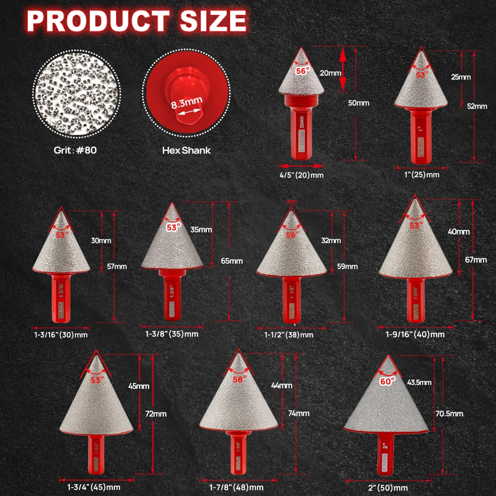Imagem -02 - Dt-diatool Diamante Chanfro Bits Fresagem para Telha Pedra Cerâmica Porcelana Cup Saw Hex Shank Porcelana Tiles Coroa 1pc 20 50 mm Brocas Diamantadas de Porcelanato Serra Copo para Porcelanato Serra Copo para Porcelanat