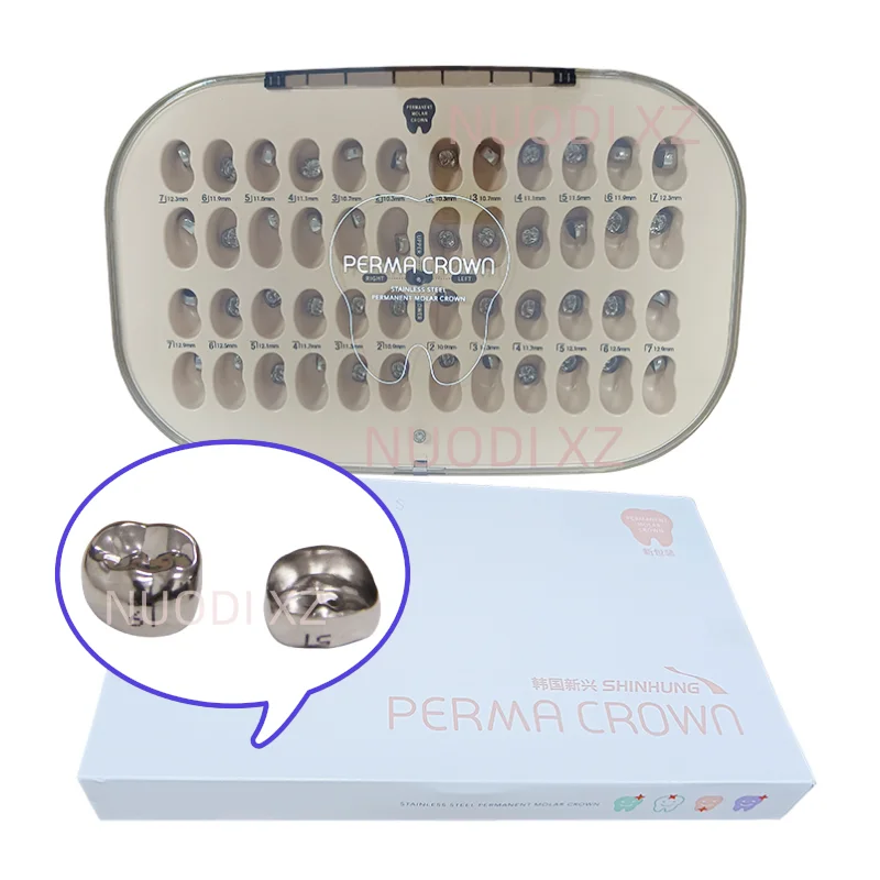 

48Pcs SHINHUNG Dental Permanent Molar Crown Stainless Steel Kids Preformed Temporary Perma Crowns Dentistry Materials Original