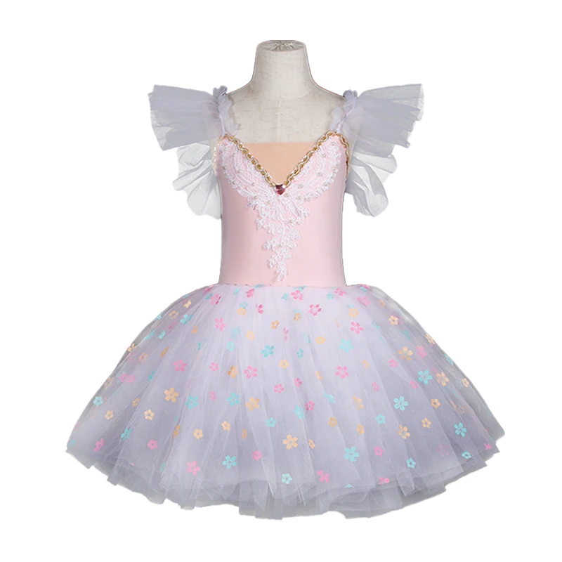 Bambini ragazze vestito da balletto rosa paillettes costumi di danza popolare cinese abbigliamento da ballo moderno vestito da pratica della principessa