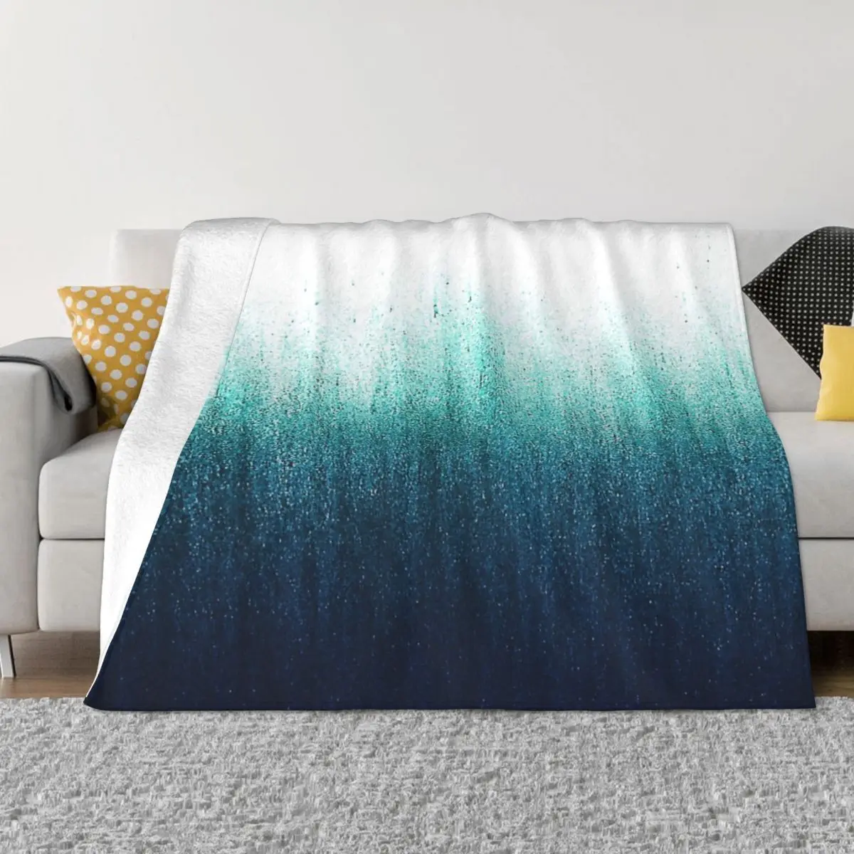 Teal Ombre Home Bed Blankets Couple Blankets Thin Wadding Blanket Throw Blanket