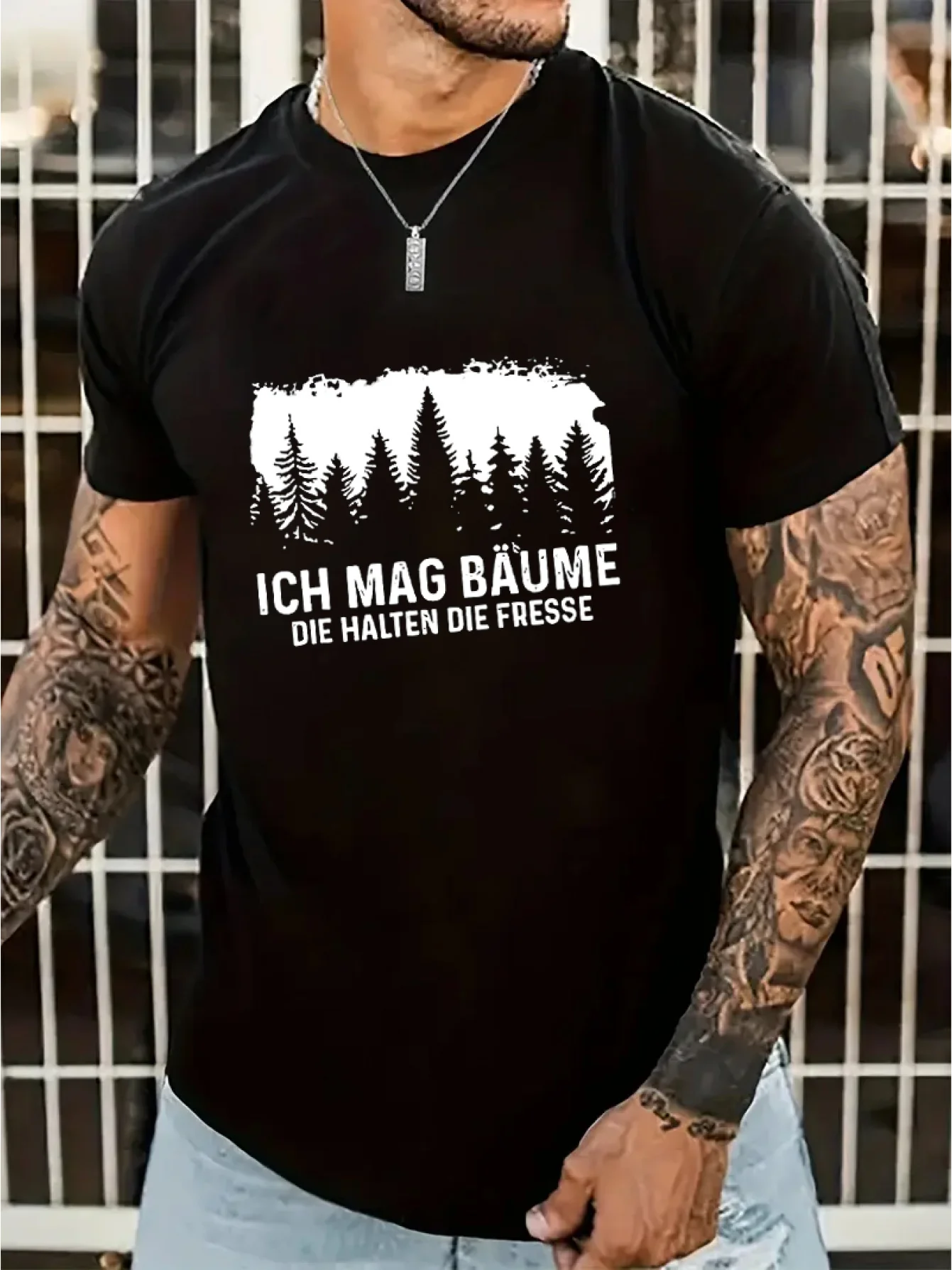 Herren-T-Shirt mit lustigem Spruch „I Am a Tree“ und deutschem Muster – T-Shirt aus weichem Stoff, geeignet für Freizeitkleidung, Outdoor-Aktivitäten und Ge