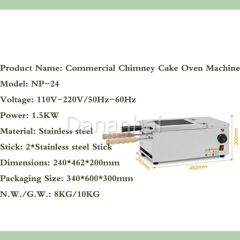 Electric Ice Cream Cone Chimney Cake Roll Machine Kurtos Kalacs Chimney Roll Grill Oven Machine