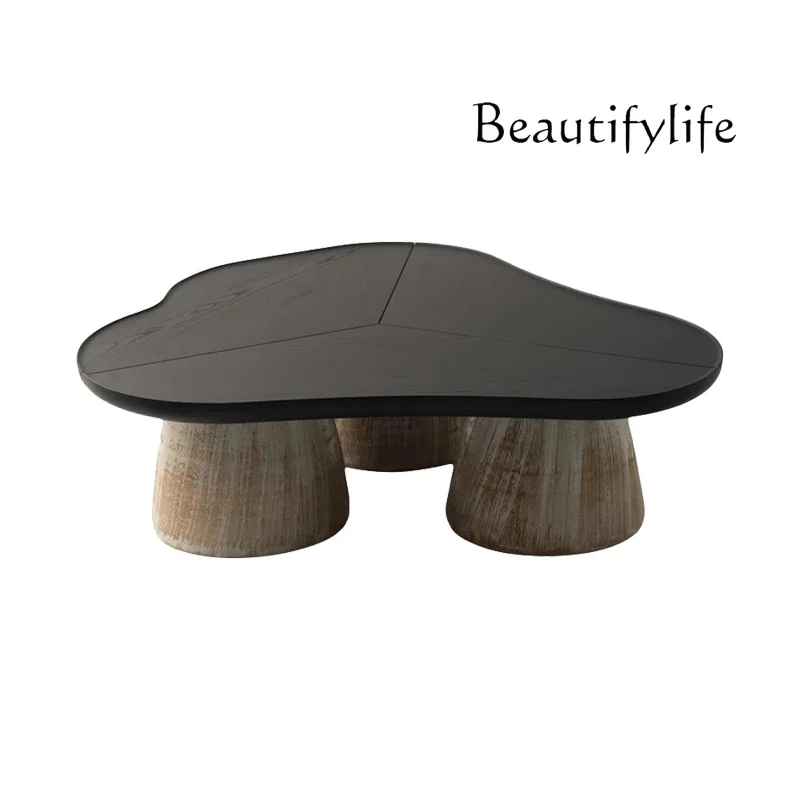 X36 Nordic Medieval Silent Wind Solid Wood Coffee Table Personality Special-shaped Tea Table Irregular Old