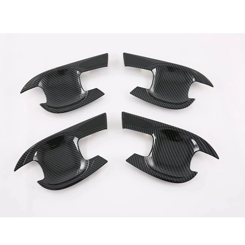 For Kia Mohave Borrego HM2 2019-2022 Carbon Fiber Style Door Handle Bowl Cover Cup Cavity Trim Insert Catch Molding Garnish