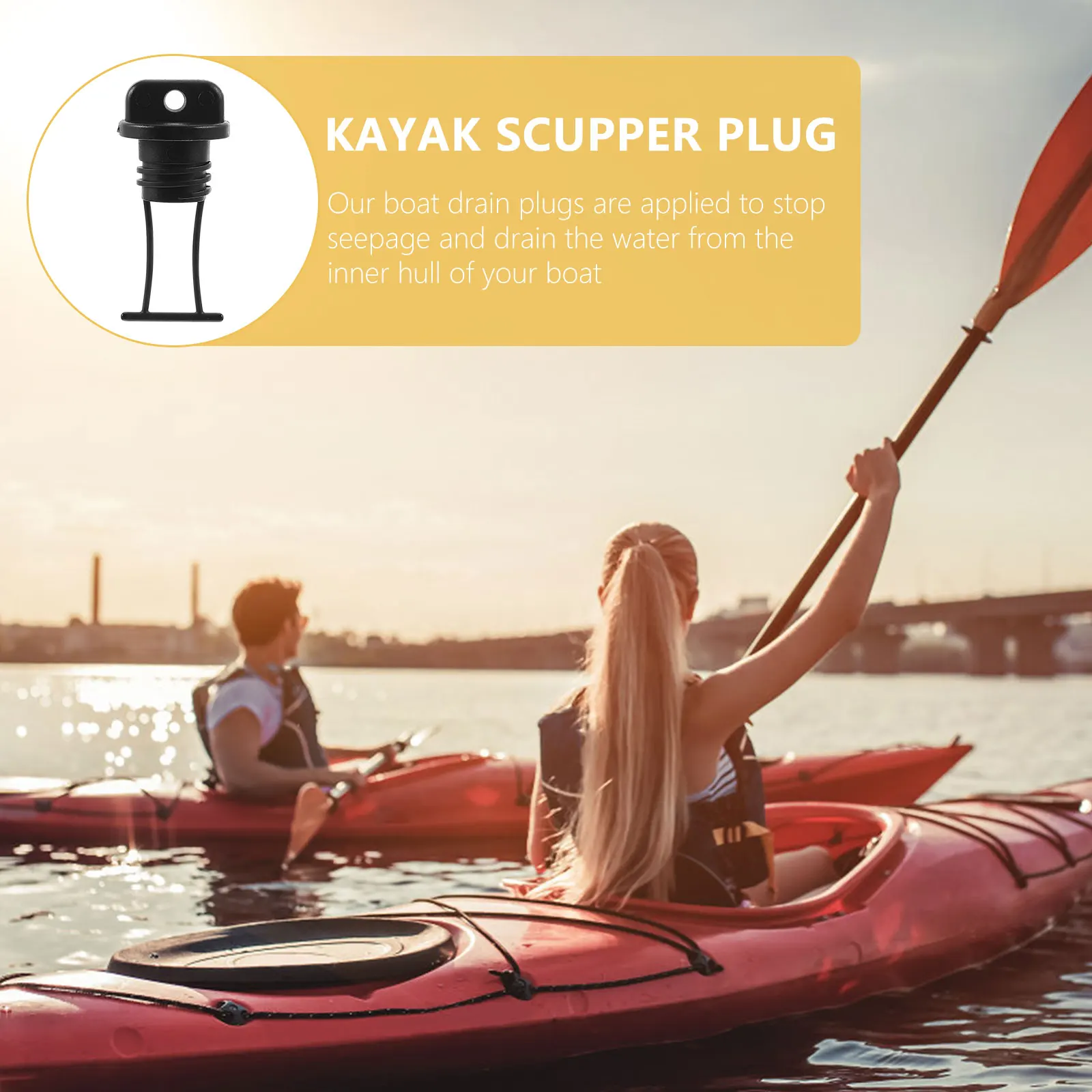 

4Pcs Kayak Scupper Plug Plastic Drain Plug Kit Hull Drain Bung Thread Seal Stopper for Boat Transom Canoe