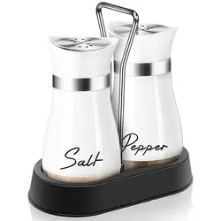 Glass Salt Pepper Shakers,With Shelf Sets,Spice Seasoning Cans, Refillable Pepper Shaker with Adjustable Pour Holes,Spice Bottle