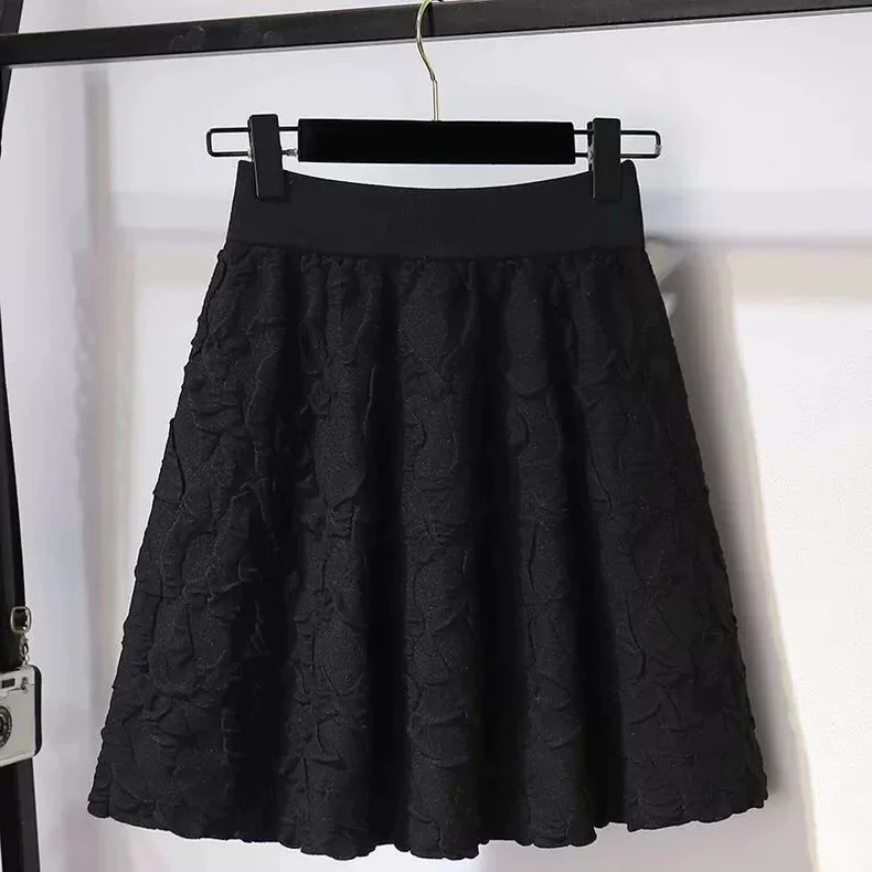 

plus Size Knitted ort Skirt High Waist A-Line Korean Sle for plus Size Women Autumn Winter f Body Skirts Fluffy Skirts