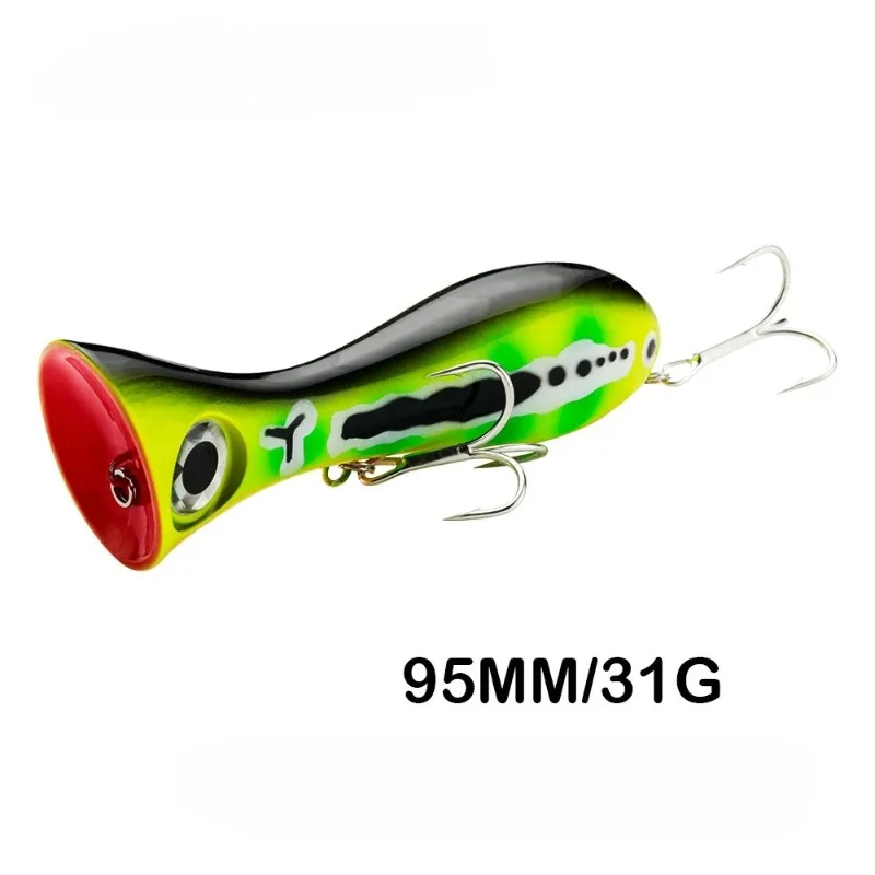

Fishing Lures 9.5cm/31g Topwater Popper Bait Hard Bait Artificial Lure Wobblers 3D Design 2 Sharp Hooks Big Fish