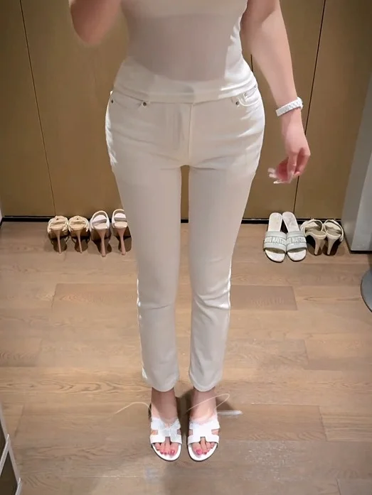 

Slim Fit Straight Leg Jeans Women's Elastic Body Shaping Hip Lifting High Stretch Nine Point Pants Korean Minimalist Style