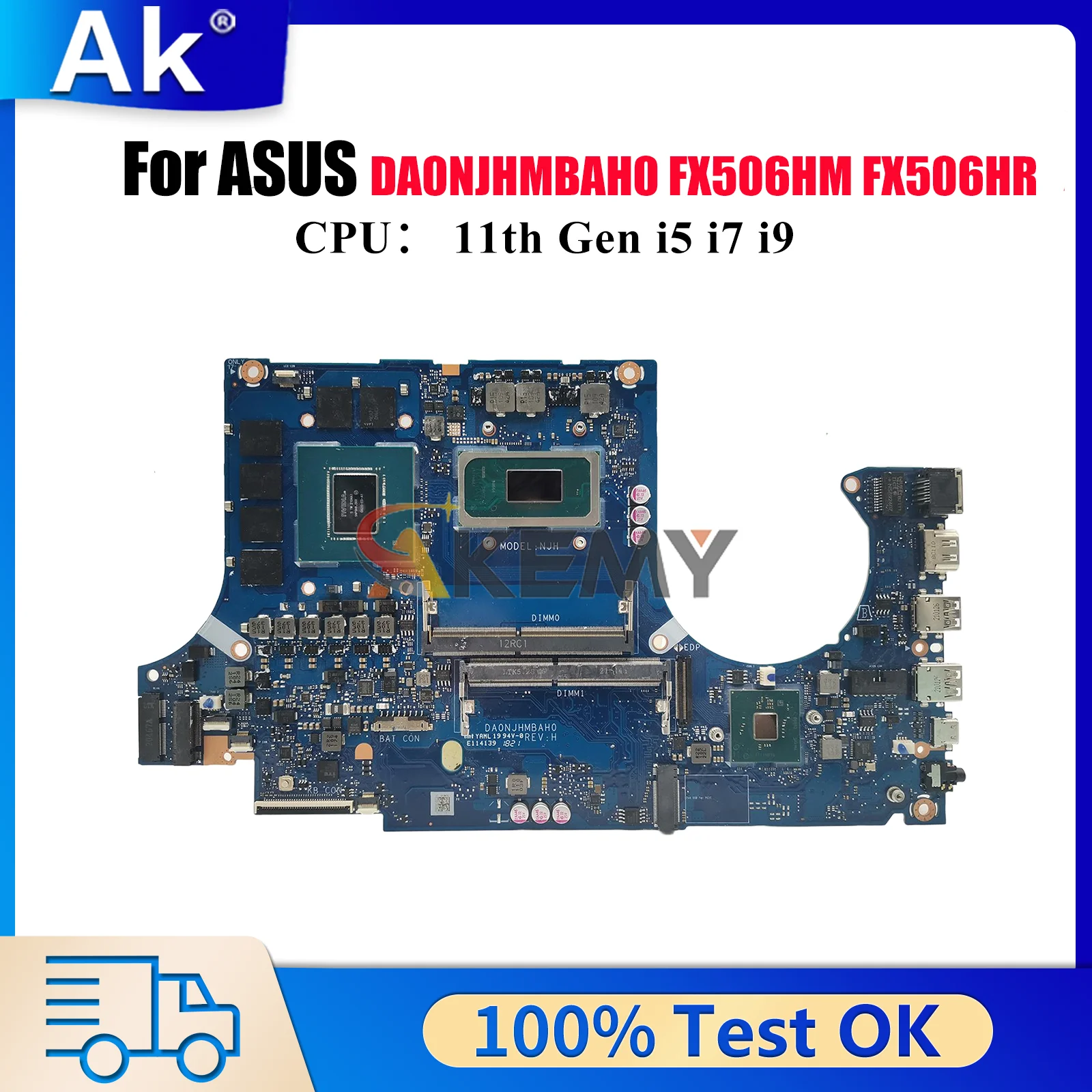 

DA0NJHMBAH0 Материнская плата для ноутбука ASUS TUF Gaming FX506H FX506HR FX506HM Материнская плата с 11-го поколения i5 i7 i9 100% тест, ОК, быстрая доставка