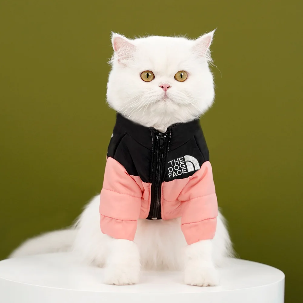 Winter Warm Cat Jacket for Medium Small Cats Cotton French Bulldog Dogs Winter Clothes Windproof Coat Puppy Pet Outfits