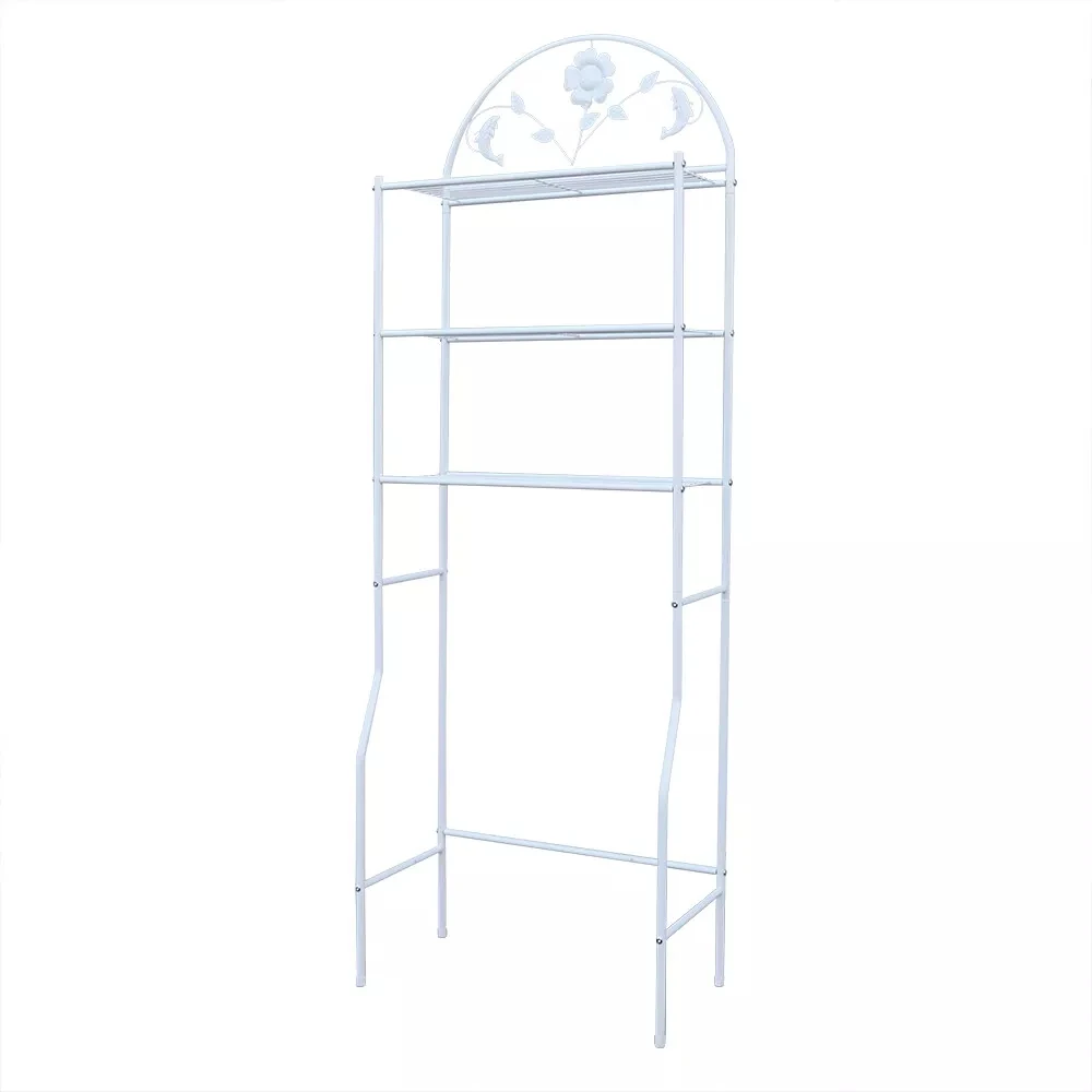 Triple Toilet Rack H 180cm-White Metal Bathroom Space Saver Above Toilet Storage Rack Cabinet Organizer