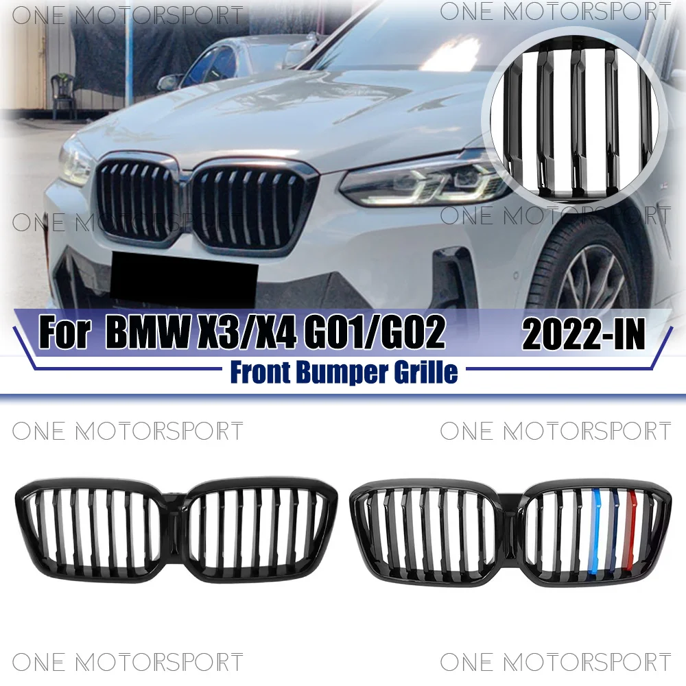 

Single Line Style Glossy M-Color Racing Grille Bumper Grilles For BMW X3 G01 X4 G02 2022-IN Glossy Black Front Bumper Grille