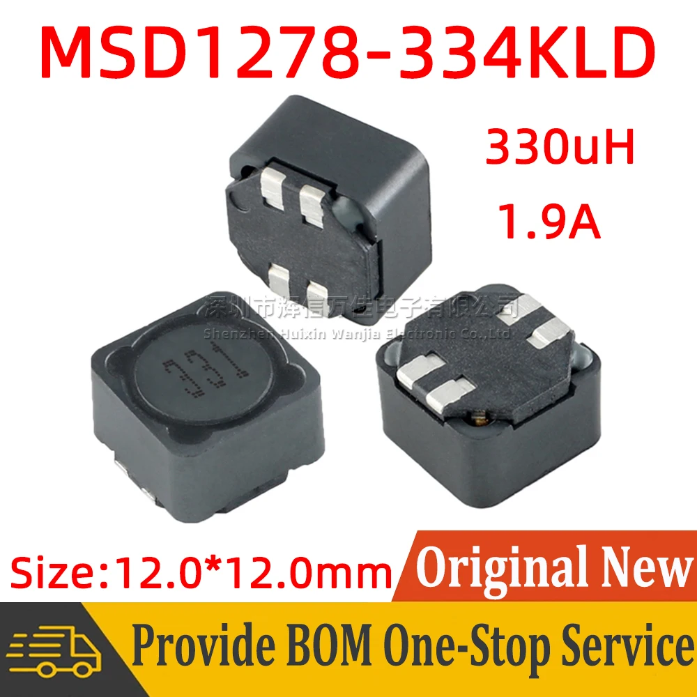 

5pcs MSD1278-334KLD SMD Shielded Coupled Inductor 330uH 1.9A Dual Wire Inductance Common Mode Filter 12mmx12mm