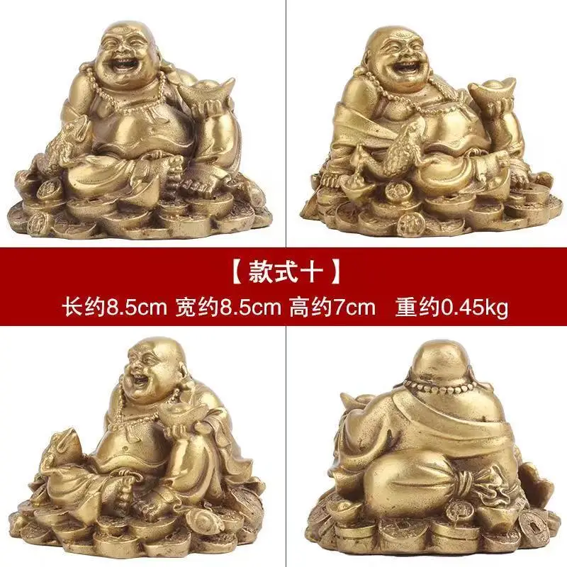 Figura di Buddha per auto Maitreya in rame puro ottone, buona fortuna e moneta d\'oro in metallo statua di Buddha decorazione per la casa ornamento