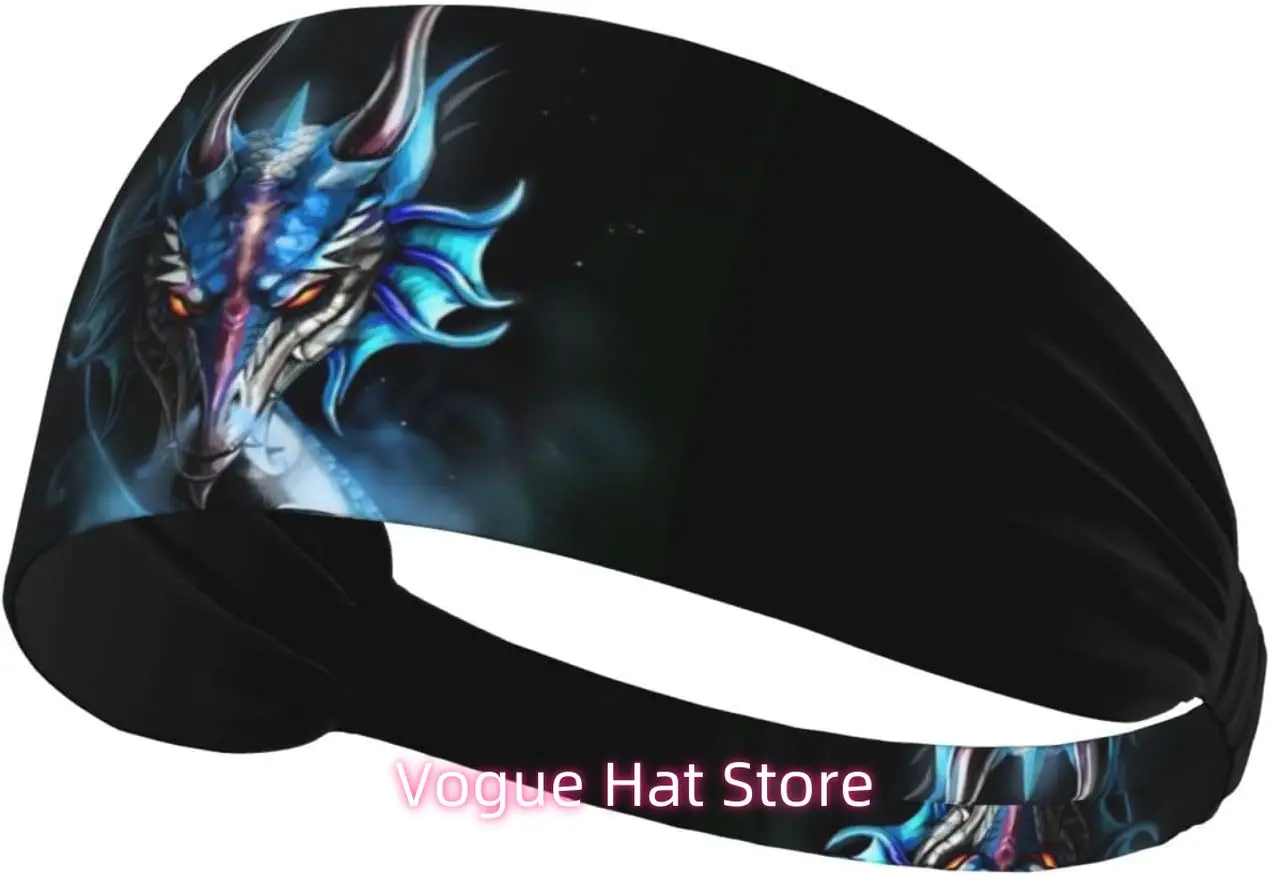 

Yellow Dragon Black Workout Headbands Fashion Sports Sweatbands Yoga for Fitness Athletic Non Slip Wicking Headsca